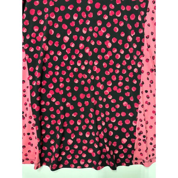 Susan Graver Printed Liquid Knit Tunic Top Long Sleeve V-Neck Red Pink Size 1X - Picture 9 of 13